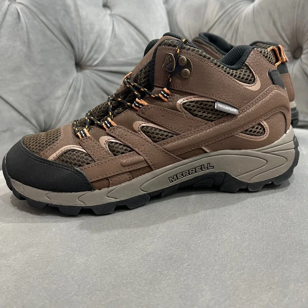 Merrell Moab 2 Mid Waterproof Hiking Boots Brown 6.5M Youth Leather Trail Shoes